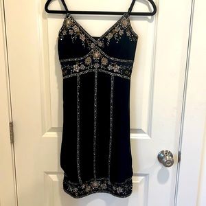 90s vintage 100% silk Hand beaded evening dress size 4